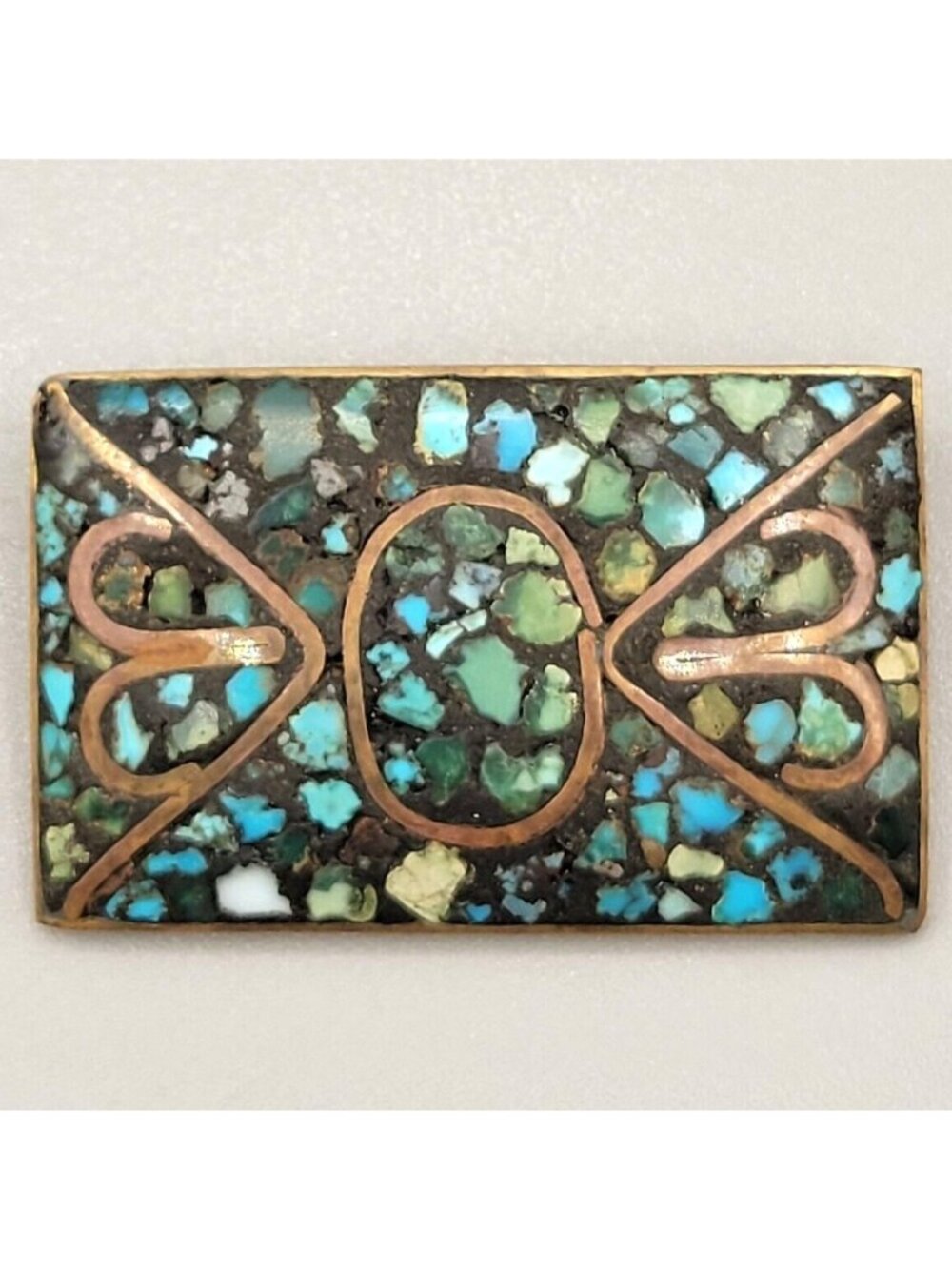 Turquoise Chips Brass Brooch Pin Safety Clasp Made in India